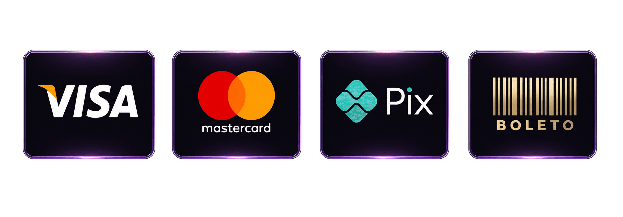 Formas de pagamento aceitas: Visa, Mastercard, Pix e boleto